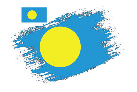 Flag of Palau in grunge brush stroke. Vector illustration.のイラスト素材