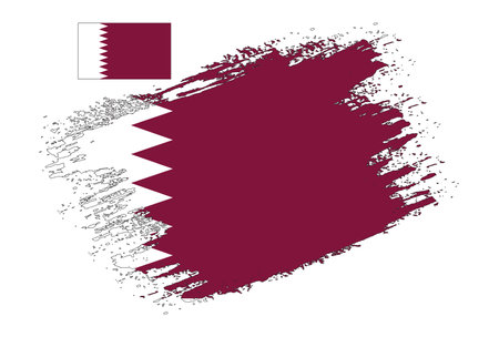 Flag of Qatar in grunge style with brush strokes. Vector illustration.のイラスト素材