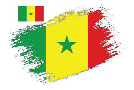 Flag of Senegal in grunge brush stroke, vector image. Can be used as a backgroundのイラスト素材