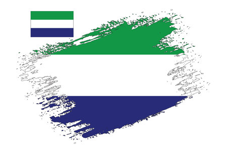 Grunge Flag of Sierra Leone. Brush stroke background. Vector illustration.のイラスト素材