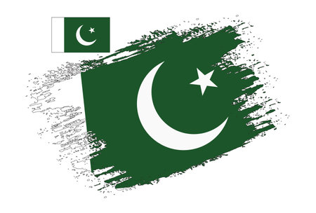 Flag of Pakistan in grunge style with brush strokes. Vector illustration.のイラスト素材