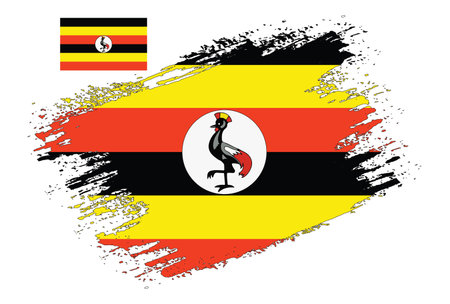 Uganda flag with grunge brush stroke. Vector illustration.のイラスト素材