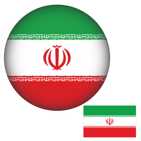 Iran flag button on a white background. Vector illustration. Eps 10のイラスト素材