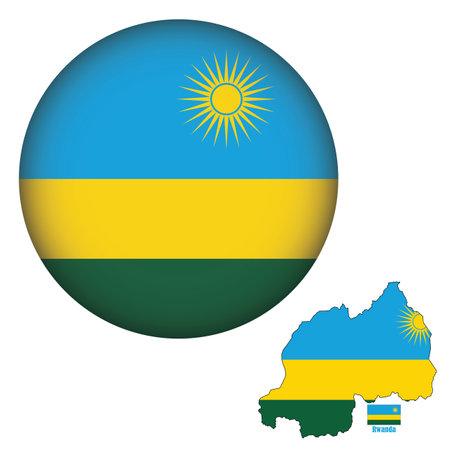 Rwanda flag and map on a white background. Vector illustrationのイラスト素材