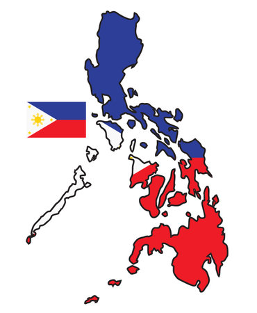 Philippines map flag on a white background. Vector illustration. EPS 10のイラスト素材