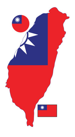 map of taiwan with taiwan flag on white backgroundのイラスト素材
