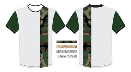 Camouflage t-shirt design template on a white background.のイラスト素材