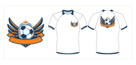 Soccer jersey and t-shirt design with winged soccer ballのイラスト素材