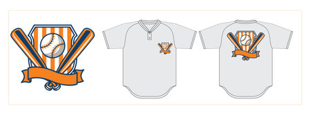 Baseball uniform, t-shirt mockup, vector illustration.のイラスト素材