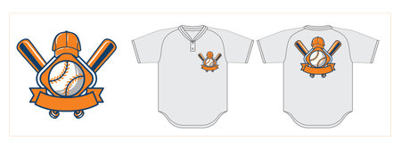 Baseball uniform with ball and glove. Vector illustration on a white background.のイラスト素材