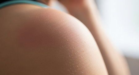 A detailed, close-up view of a pregnant woman's abdomen, highlighting the skin's texture and subtle variations in tone.の素材