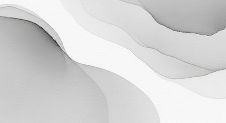 Soft, flowing abstract shapes in shades of gray and white create a sense of gentle movement and ethereal light.の素材
