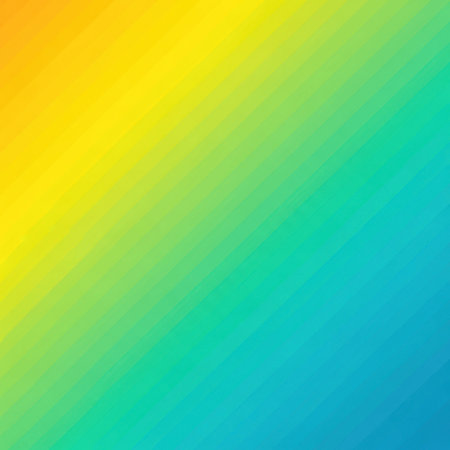 A vibrant, pixelated diagonal gradient transitions from bright yellow through green to a deep blue, creating a modern abstract background.の素材