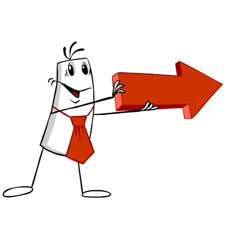 Character with directional arrow.のイラスト素材