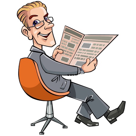 Businessman reading the newspaper.のイラスト素材