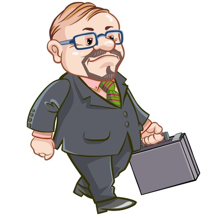 Cartoon walking businessman with briefcase. のイラスト素材