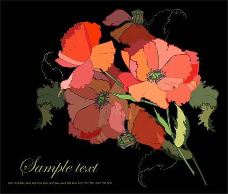 Greeting card with a bouquet of poppies.のイラスト素材