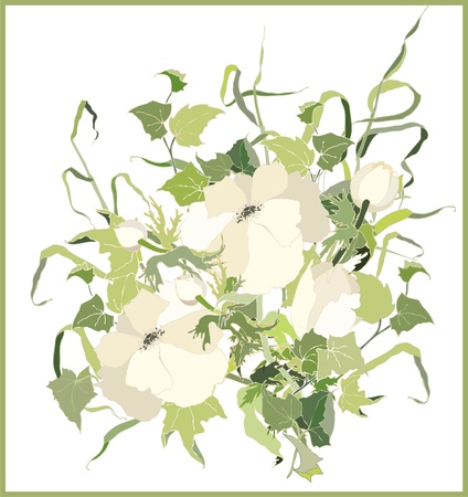 Greeting card with a bouquet of  anemones.のイラスト素材