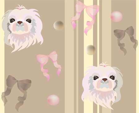 Seamless  vintage background.Illustration dog.のイラスト素材