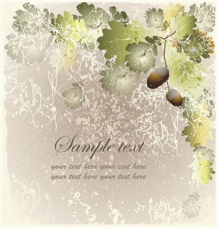 Greeting card with acorns.Autumn  background.のイラスト素材