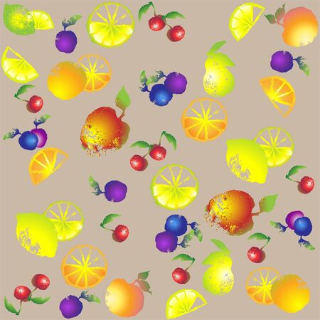 Seamless background with fruits.のイラスト素材