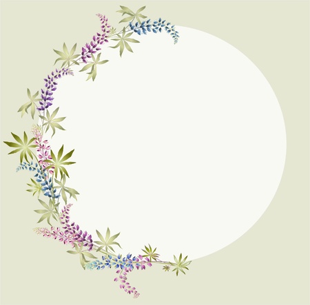 Greeting card with lupine . Beautiful decorative framework with flowers.のイラスト素材