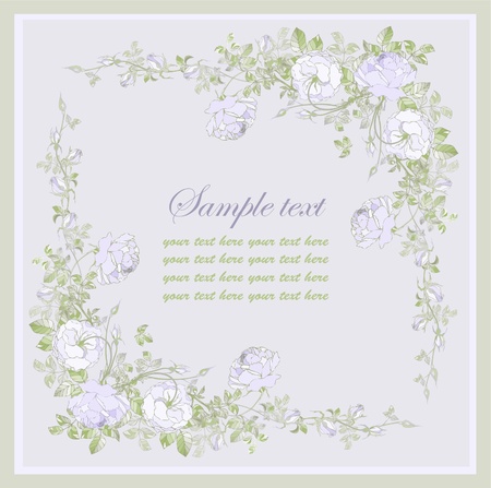 Greeting card with rose. Illustration  roses. Beautiful decorative framework with flowers.のイラスト素材