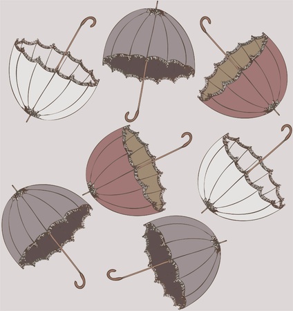 Illustration of vintage umbrella. Seamless background fashionable modern wallpaper or textile.のイラスト素材