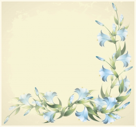 Greeting card with a lily. Lily illustration.  Decorative framework with a lily.のイラスト素材