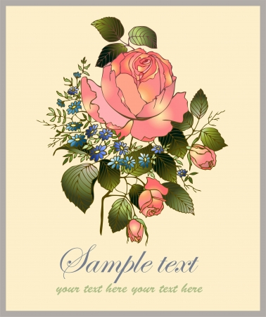 Greeting card with rose. Illustration  roses. のイラスト素材