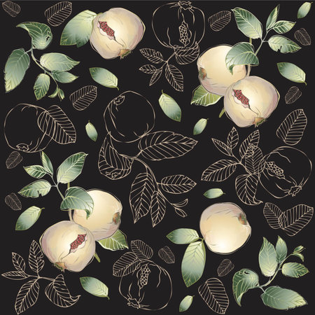 Seamless background. Illustration garnet tree.