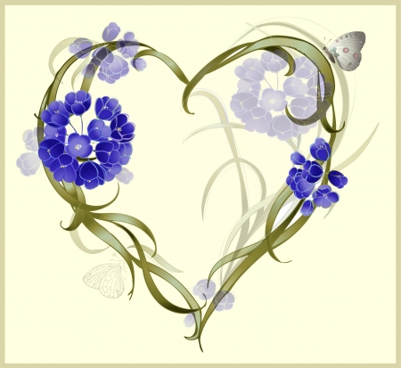Decorative heart. Hand drawn valentines day greeting card.   
Beautiful decorative card with flowers and butterfly.

のイラスト素材