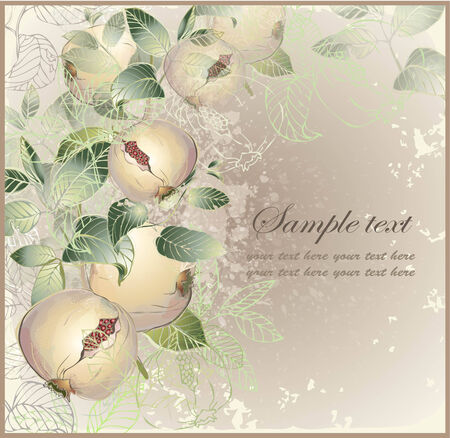 Illustration garnet tree.  Vintage background with garnet tree. Rich wine background.のイラスト素材
