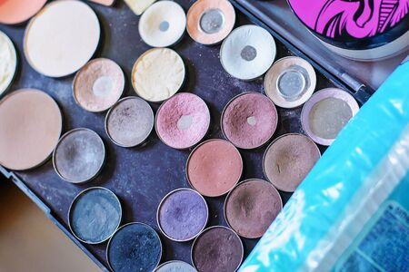 Multi-colored shade of makeup at workの写真素材