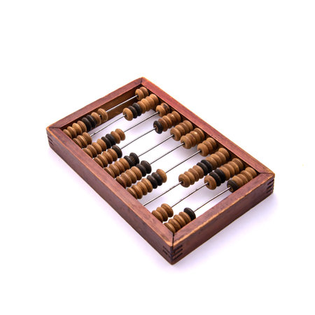 Old wooden retro abacus on a white background