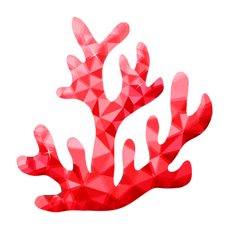 Vector red coral in low poly style on white backgroundのイラスト素材