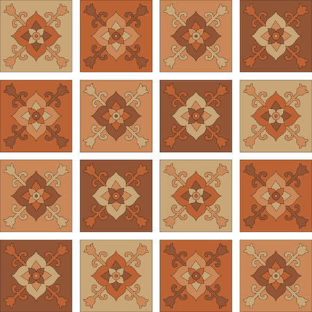Beautiful Oriental ornament of abstract patterns in the form of tilesのイラスト素材