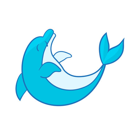 Cute cartoon blue dolphin, isolate on a white background. Vector illustrationのイラスト素材