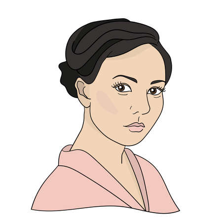 Fictional simple portrait of a young girl in close-up. vector illustrationのイラスト素材