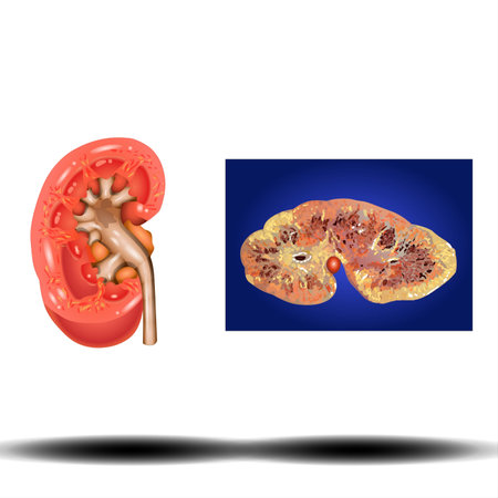 Human kidney anatomy. Vector illustration isolated on white background.