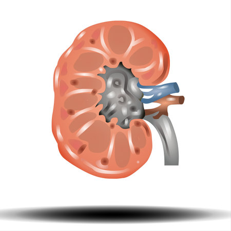Human kidney. Vector illustration isolated on a white background.の写真素材