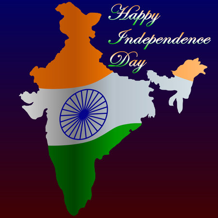 India Independence Day background with map, flag and text. Vector illustration.の写真素材