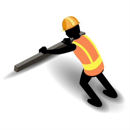 Construction worker isometric icon. Construction worker isometric vector illustration.の写真素材
