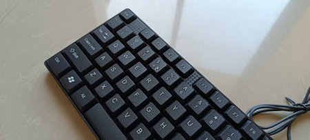 Black keyboard on a white background. Close-up. Computer keyboardの写真素材
