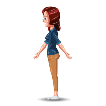 Vector illustration of a pretty woman standing isolated on a white background.の写真素材