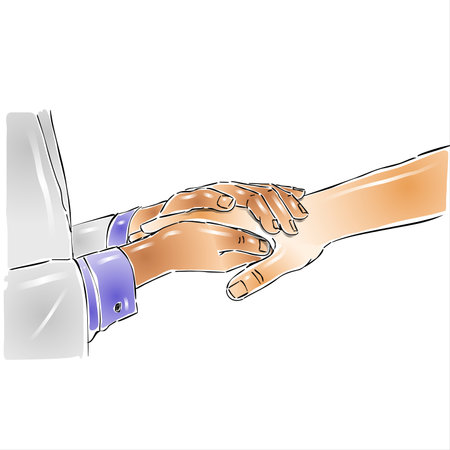 Handshake of business people on a white background. Vector illustration.の写真素材