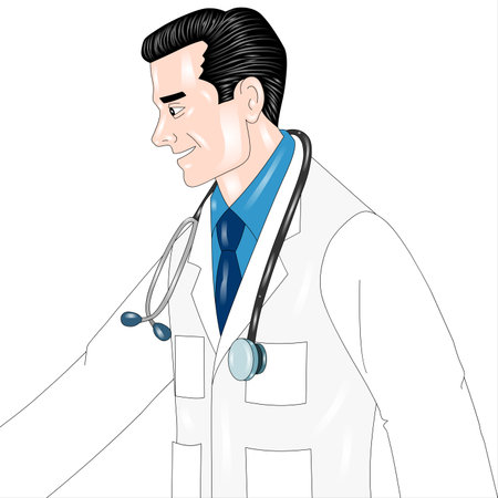 Vector illustration of a doctor with a stethoscope on his neckの写真素材
