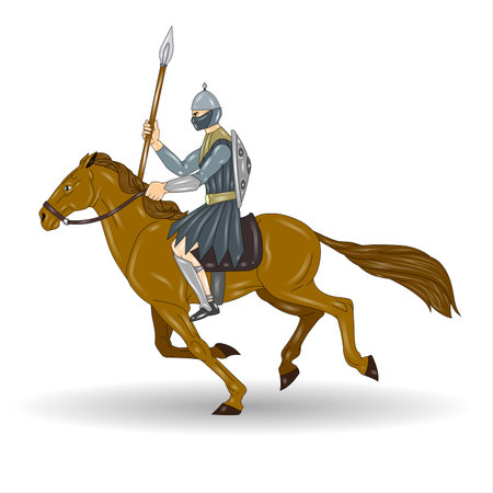 Knight on horseback isolated on a white background. Vector illustration.の写真素材