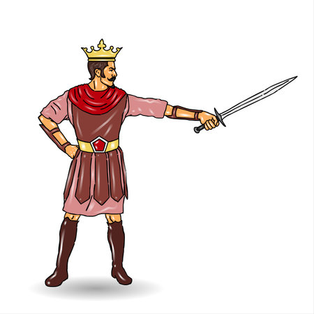 King with a sword in his hand. Vector illustration on white background.の写真素材