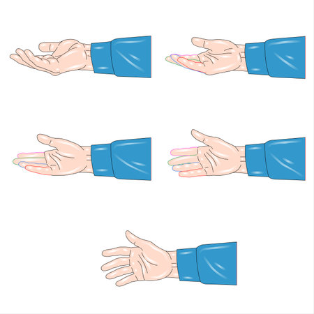 Set of hands with different gestures. Vector illustration in cartoon style.の写真素材